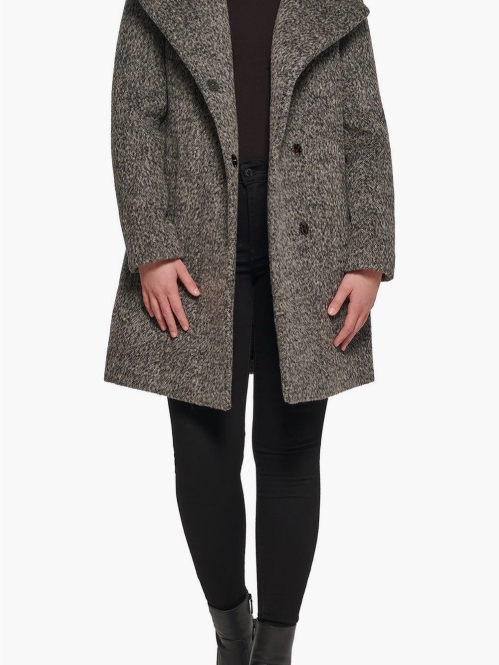 Kenneth Cole Gray Wool-Blend Pea Coat